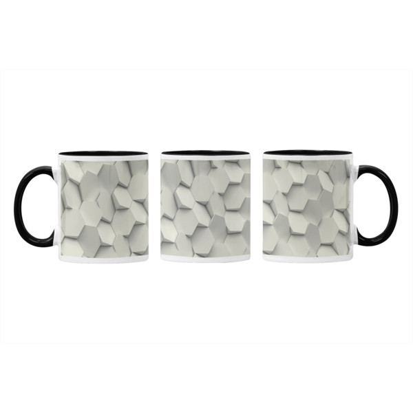 Elegant White Hexagon Mugs: Captivating Abstract Design