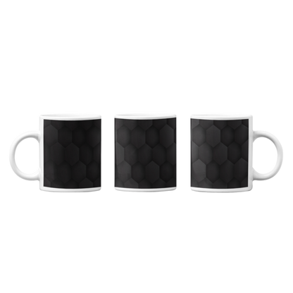 Stylish Black Hexagon Mugs: Abstract Design Collection