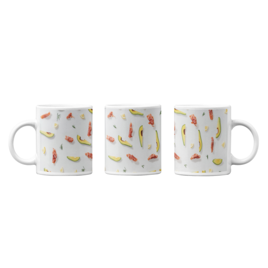 Vibrant Fruit and Veggie Slices Mugs: Abstract Design Collection