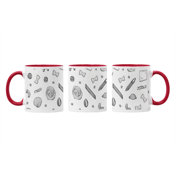 Pasta Shapes Line Drawing Printed Mugs