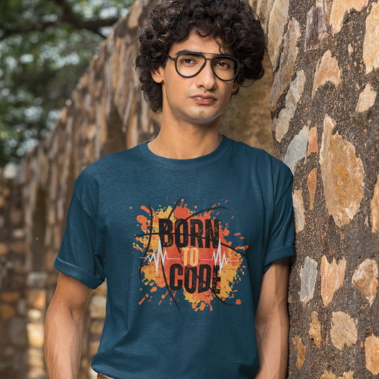 Born to Code Tee: Men's Round Neck T-Shirt - Embrace Your Coding Passion