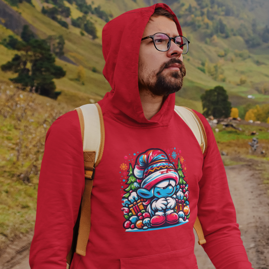Christmas Smurf Unisex Printed Hoodie - Festive Whimsy Collection