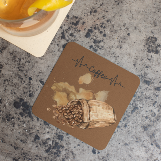 Coffee Bean Spill Coasters: Where Coffee and Heartbeat Unite! - Set of 1