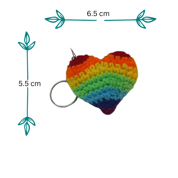 Rainbow Heart Crochet Key Rings: Love in Vibrant Hues