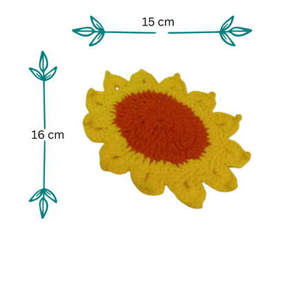 Sunflower Crochet Coasters: Blooming Beauty for Your Table - Set of 4