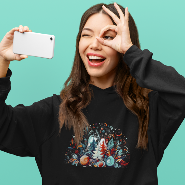 Festive Elegance: Women's Christmas Decoration Printed Crop Hoody