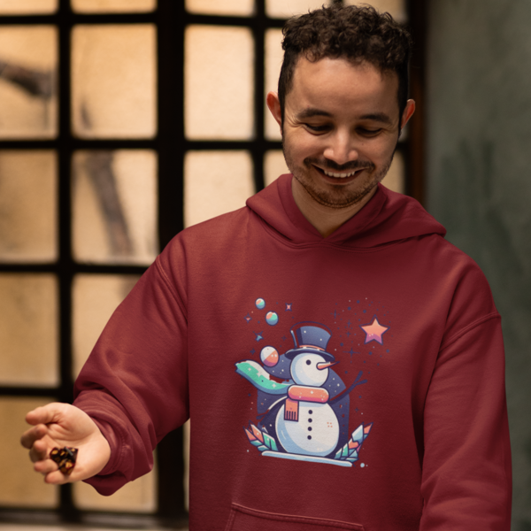 Festive Frost Unisex Printed Hoodie - Dapper Snowman Edition
