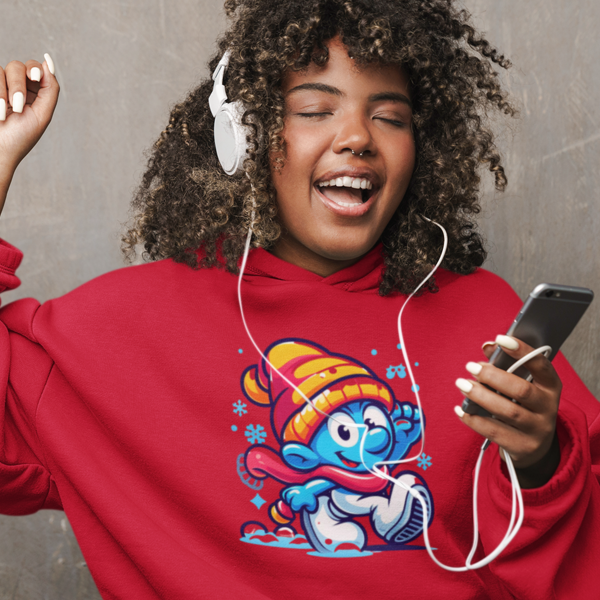 Festive Smurf: Women's Christmas Printed Crop Hoody