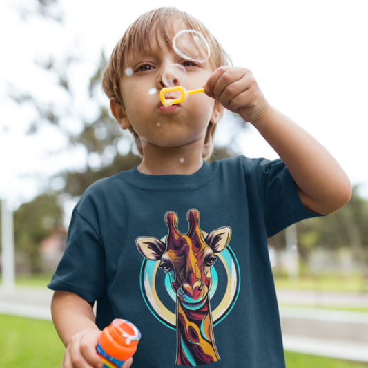 Adorable Giraffe Design: Toddler's Round Neck T-Shirt