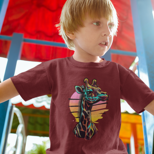 Adorable Giraffe Design: Toddler's Round Neck T-Shirt