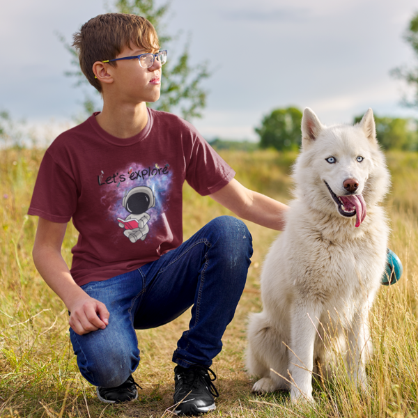 Cosmic Adventures: Kid's Round Neck T-Shirt - Space Explorer Design