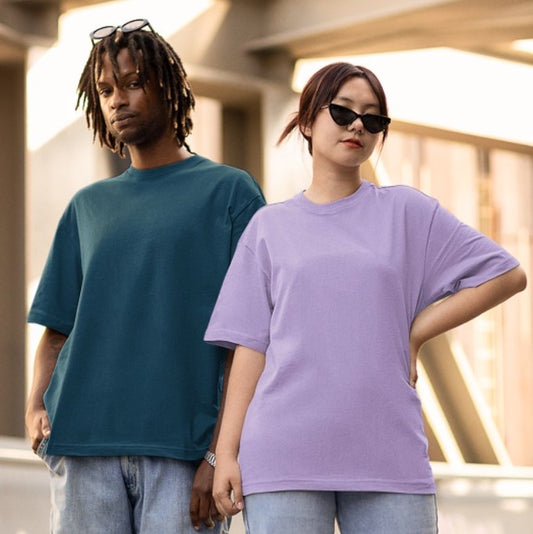 Versatile Style: Oversized Round Neck Plain T-Shirts in Various Colors