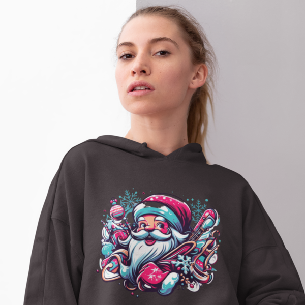 Santa's Delight: Festive Women's Printed Crop Hoody