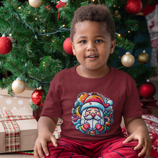 Santa's Little Helper: Toddler's Festive Round Neck T-Shirt