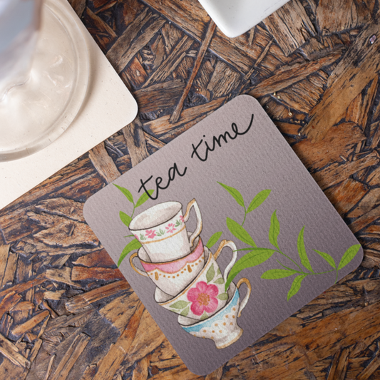 Tea Stacked Coasters: Time for Sips and Serenity - Set of 1