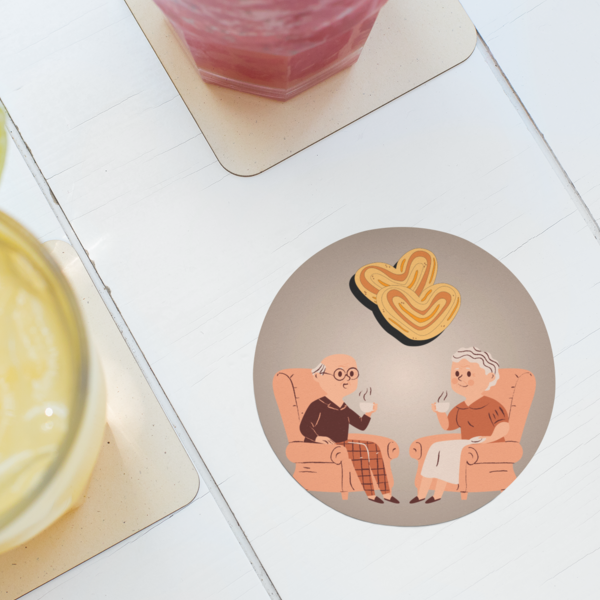 Love in Every Sip: Old Couple Coffee Coasters - Set of 1