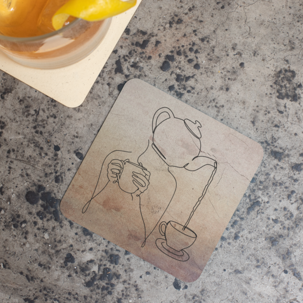 Whimsical Teapot Head Coasters: Pouring Tea Delight - Set of 1