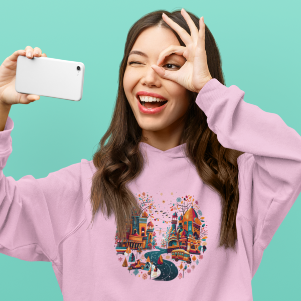 Urban Festivities: Women's Festive City Printed Crop Hoody