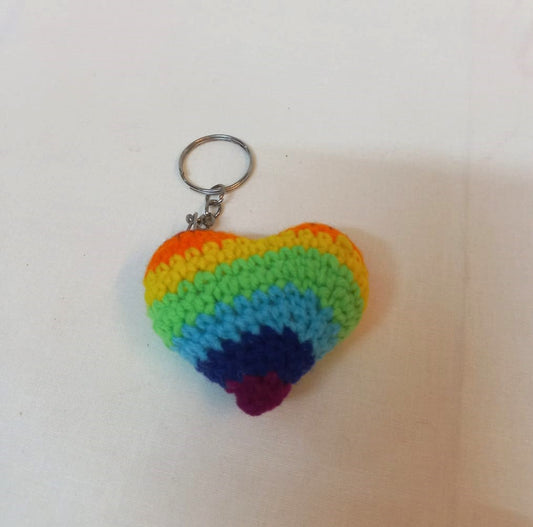 Rainbow Heart Crochet Key Rings: Love in Vibrant Hues