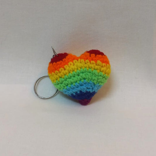 Rainbow Heart Crochet Key Rings: Love in Vibrant Hues