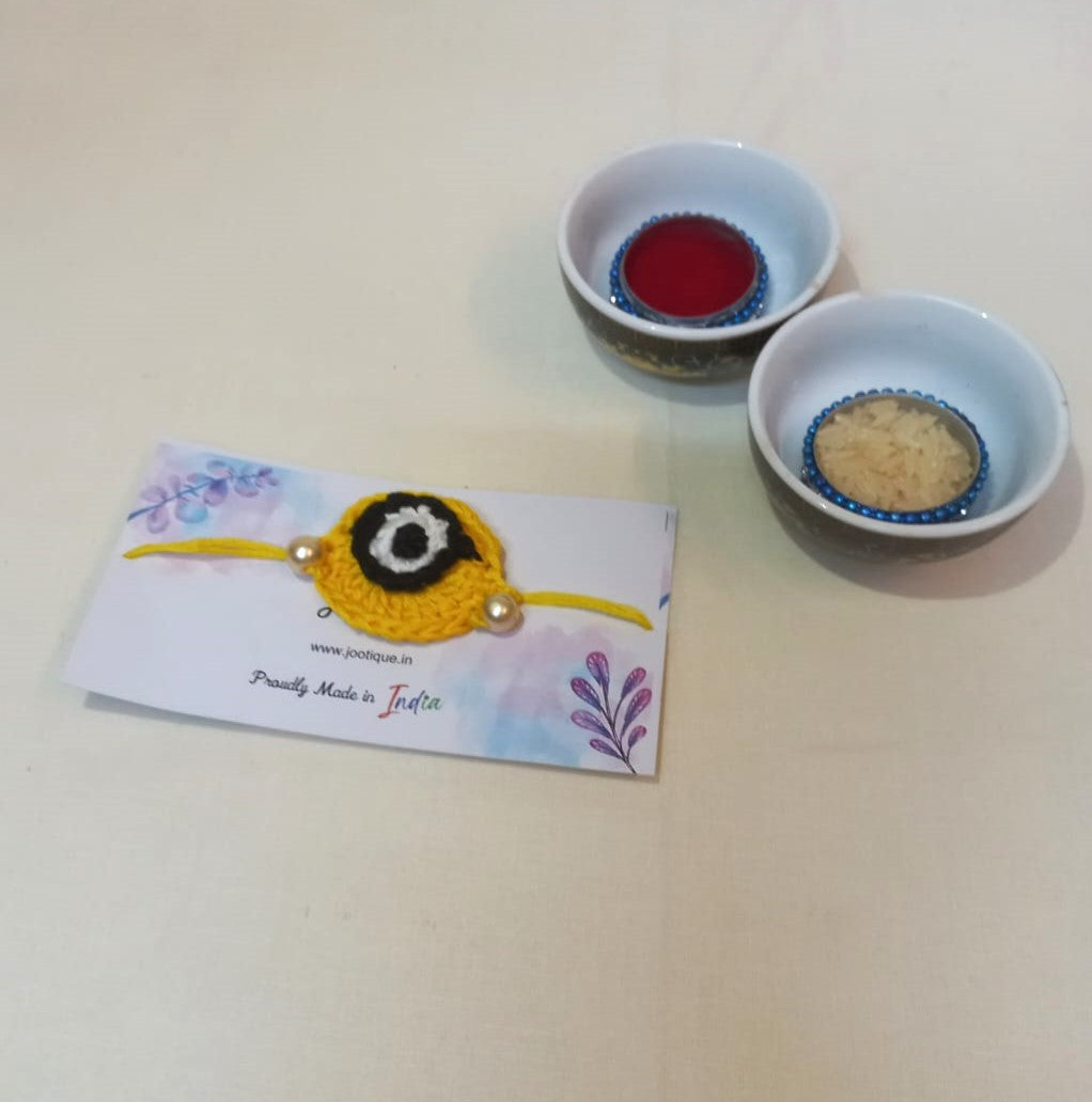 Cheerful Yellow Minion Crochet Rakhi