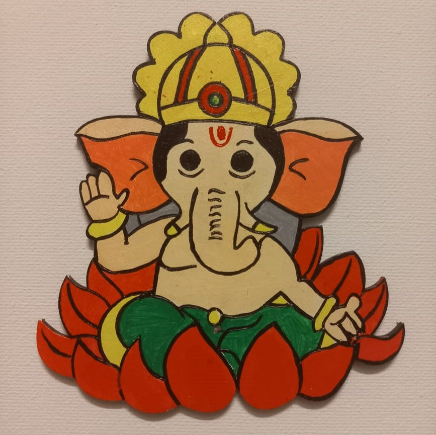 Divine Ganesha MDF Fridge Magnet: Blessings for Your Home