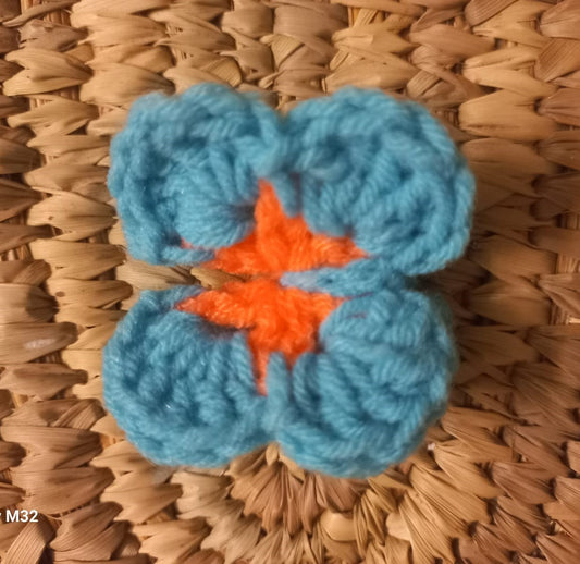 Blue and Orange Butterfly Crochet Hair Clip: Graceful Elegance
