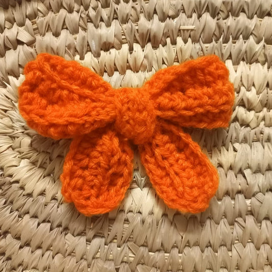 Orange Bow Tie Crochet Hair Clip: Playful Elegance