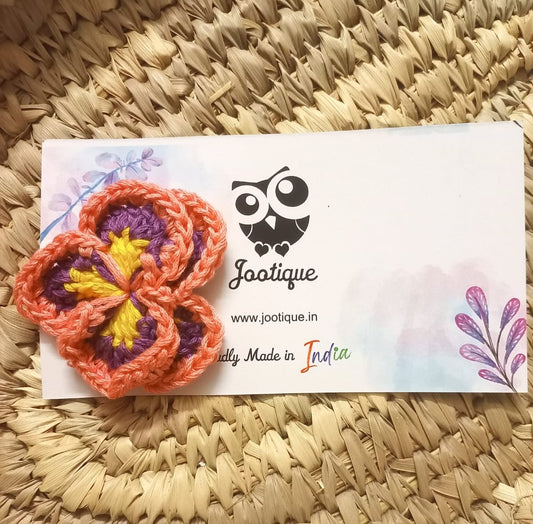 Elegant Orchid Crochet Brooch: Nature's Beauty Accessory