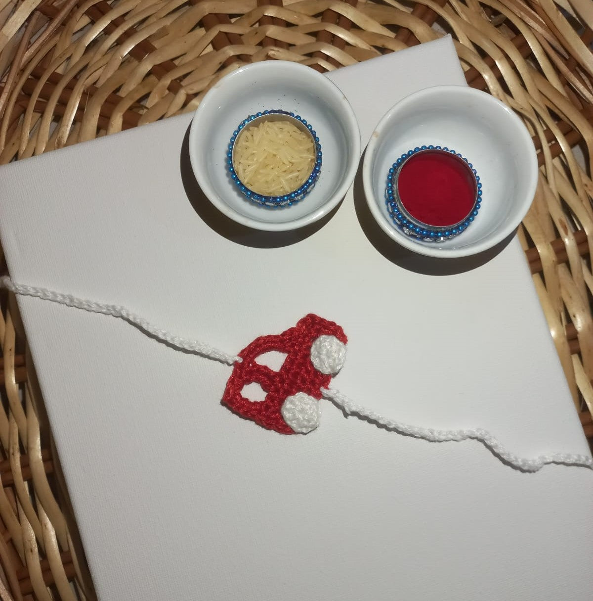 Charming Red Car Crochet Rakhi