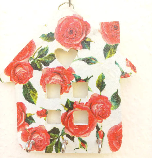 Elegant Rose Flower Hut Key Holder: Timeless Floral Organizing Solution