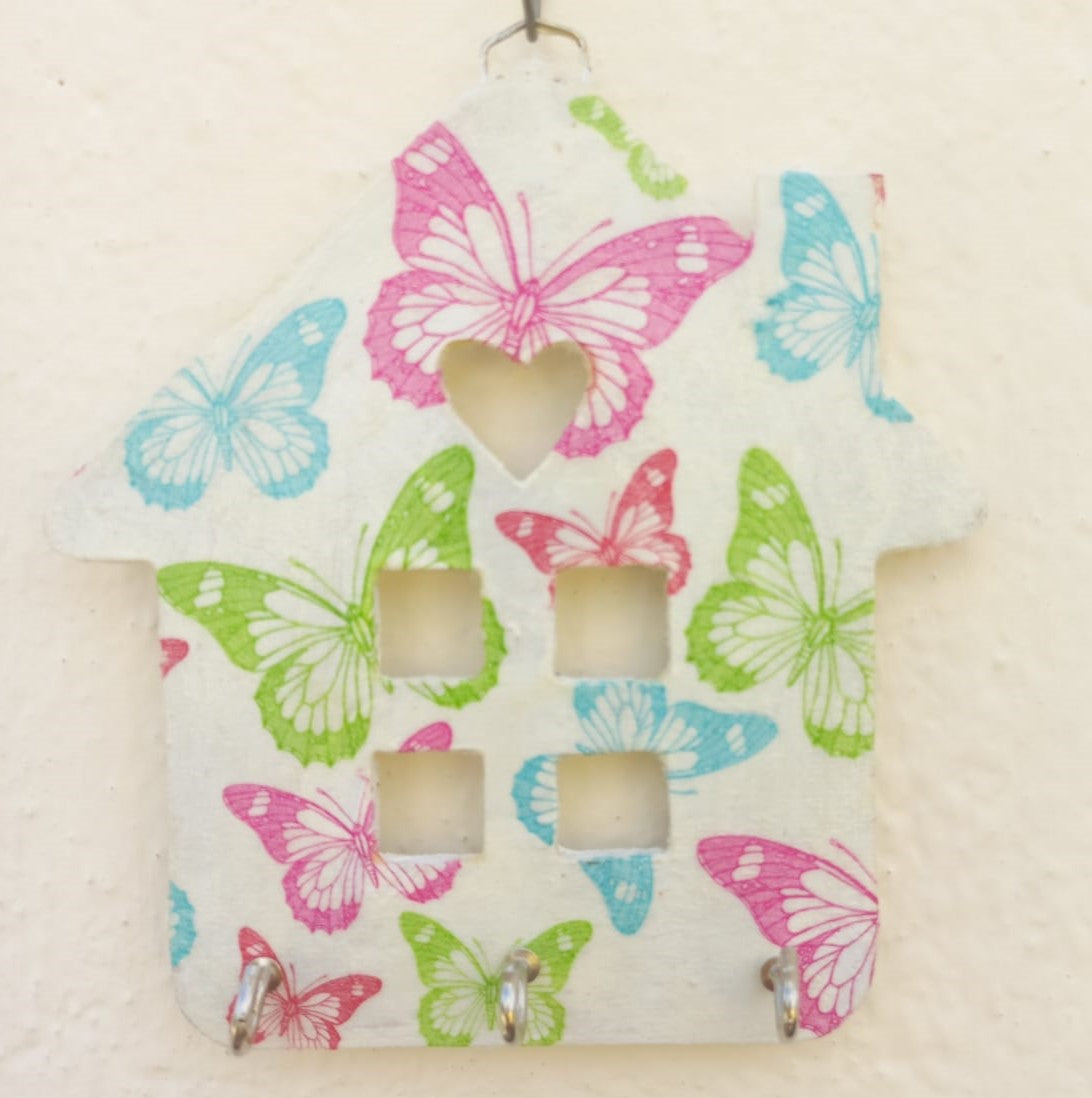 Colorful Butterfly Hut Key Holder: Organize with Artistic Elegance