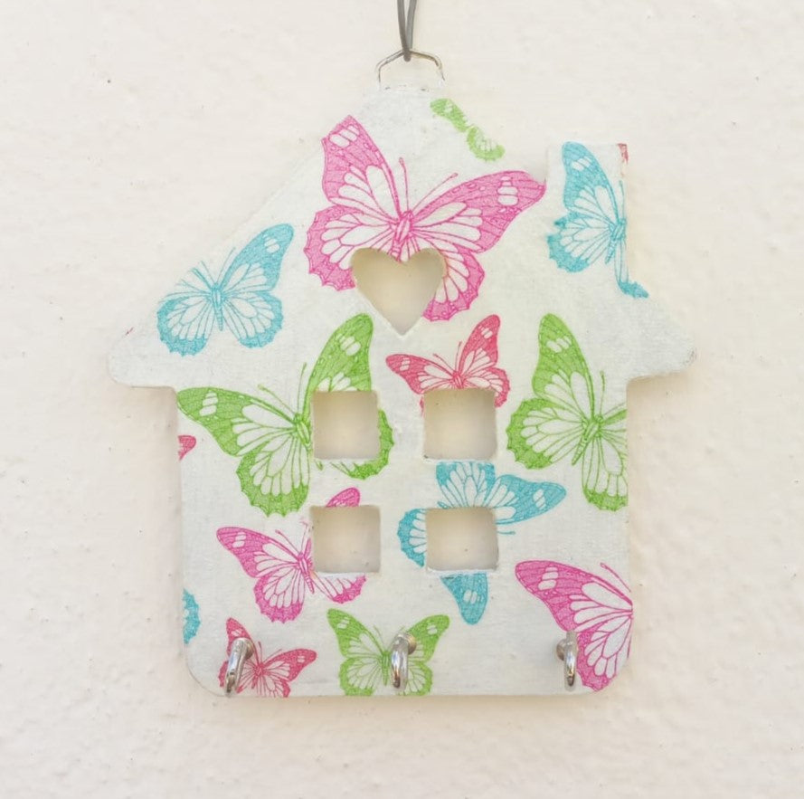 Colorful Butterfly Hut Key Holder: Organize with Artistic Elegance
