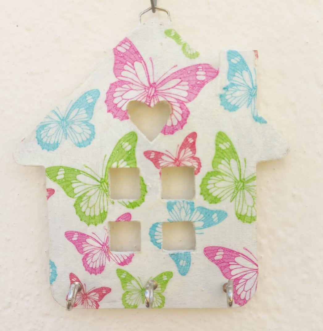 Colorful Butterfly Hut Key Holder: Organize with Artistic Elegance