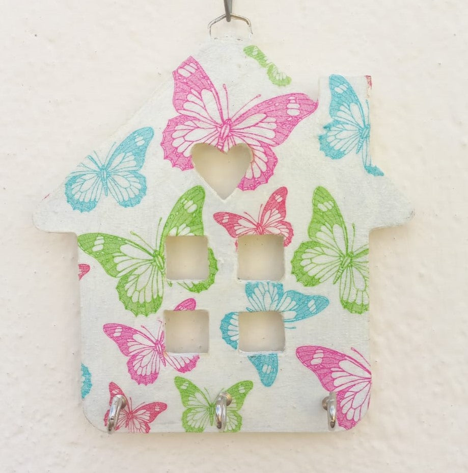 Colorful Butterfly Hut Key Holder: Organize with Artistic Elegance