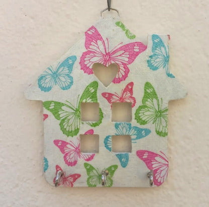 Colorful Butterfly Hut Key Holder: Organize with Artistic Elegance