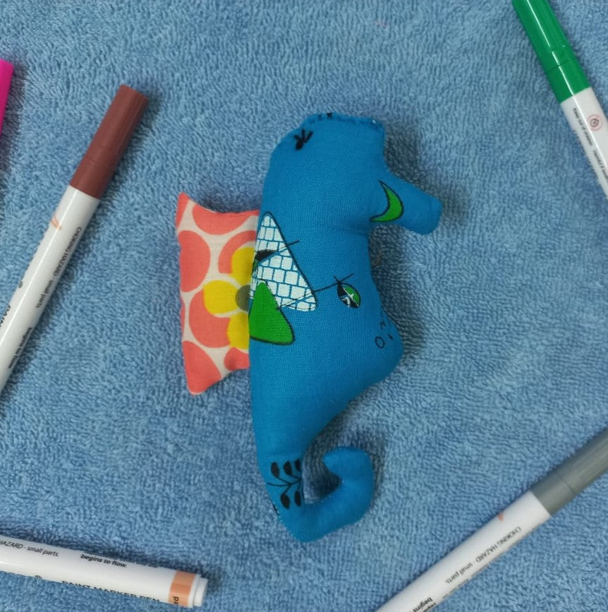 Blue Sea Horse Cotton Plushies: Ocean-Themed Cuddly Toys