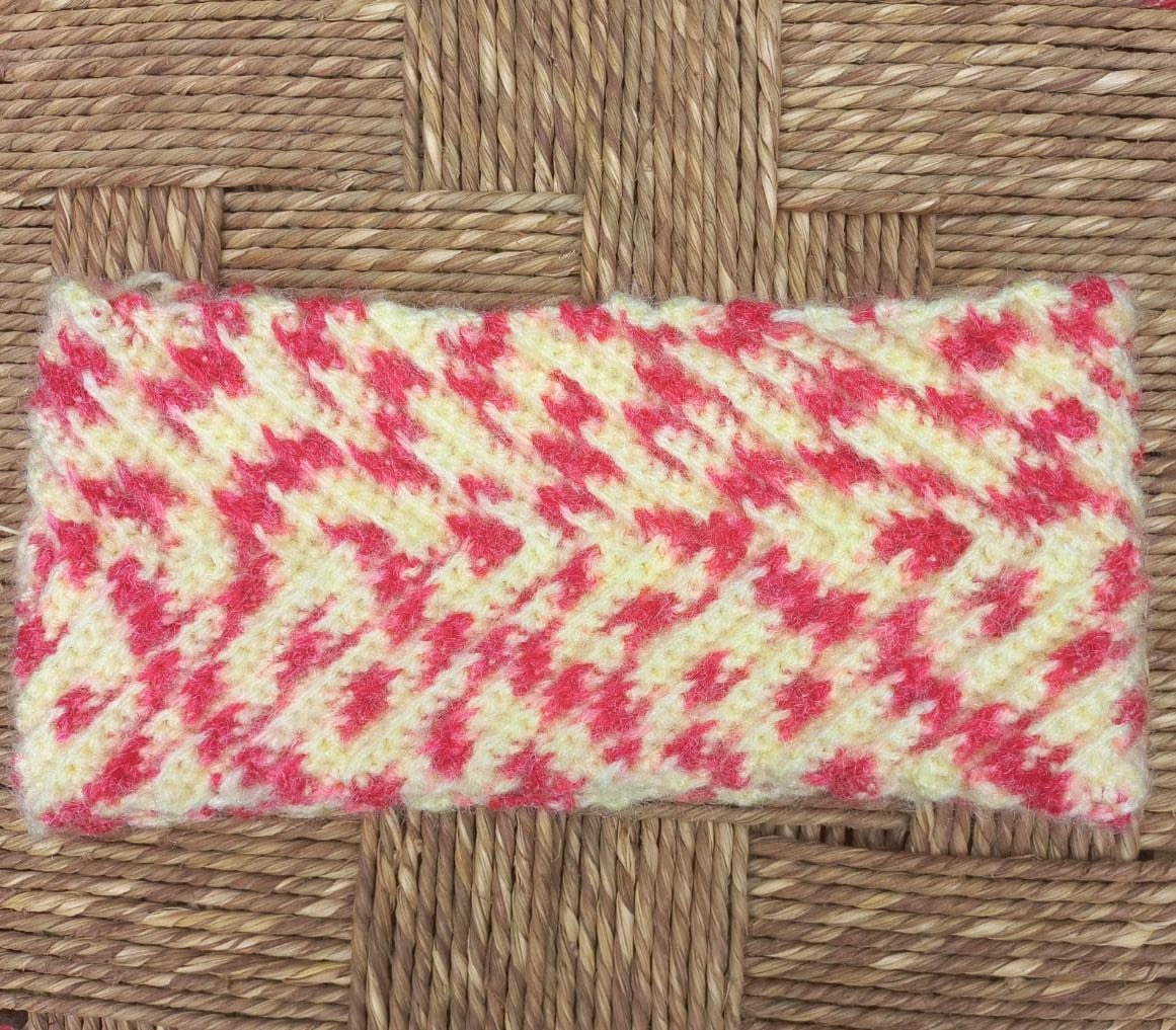 Multi Color Light Yellow and Red Crochet Ear Warmer