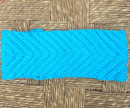 Cyan Blue Crochet Ear Warmer: Stylish and Warm Accessory