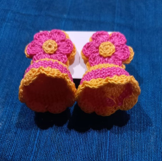 Pink & Yellow Crochet Jhumka Earrings