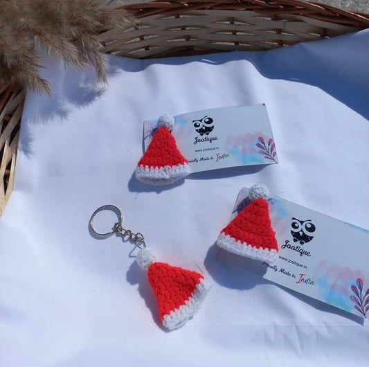 Santa Chic Set: Crochet Hair Clip, Key Ring, Brooch Trio