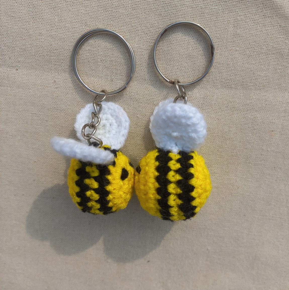 Buzzing Love: Valentine's Day Honey Bee Keyring Pair