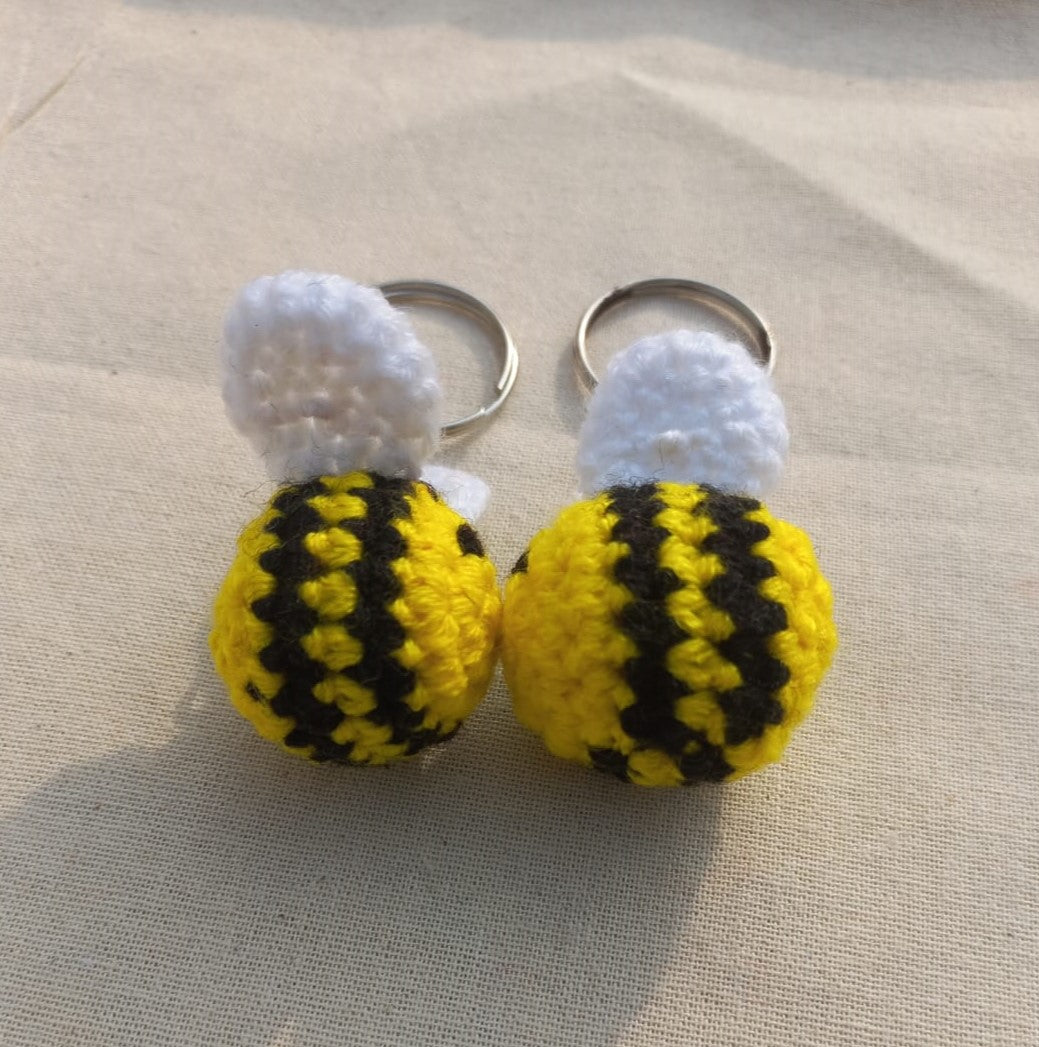 Buzzing Love: Valentine's Day Honey Bee Keyring Pair