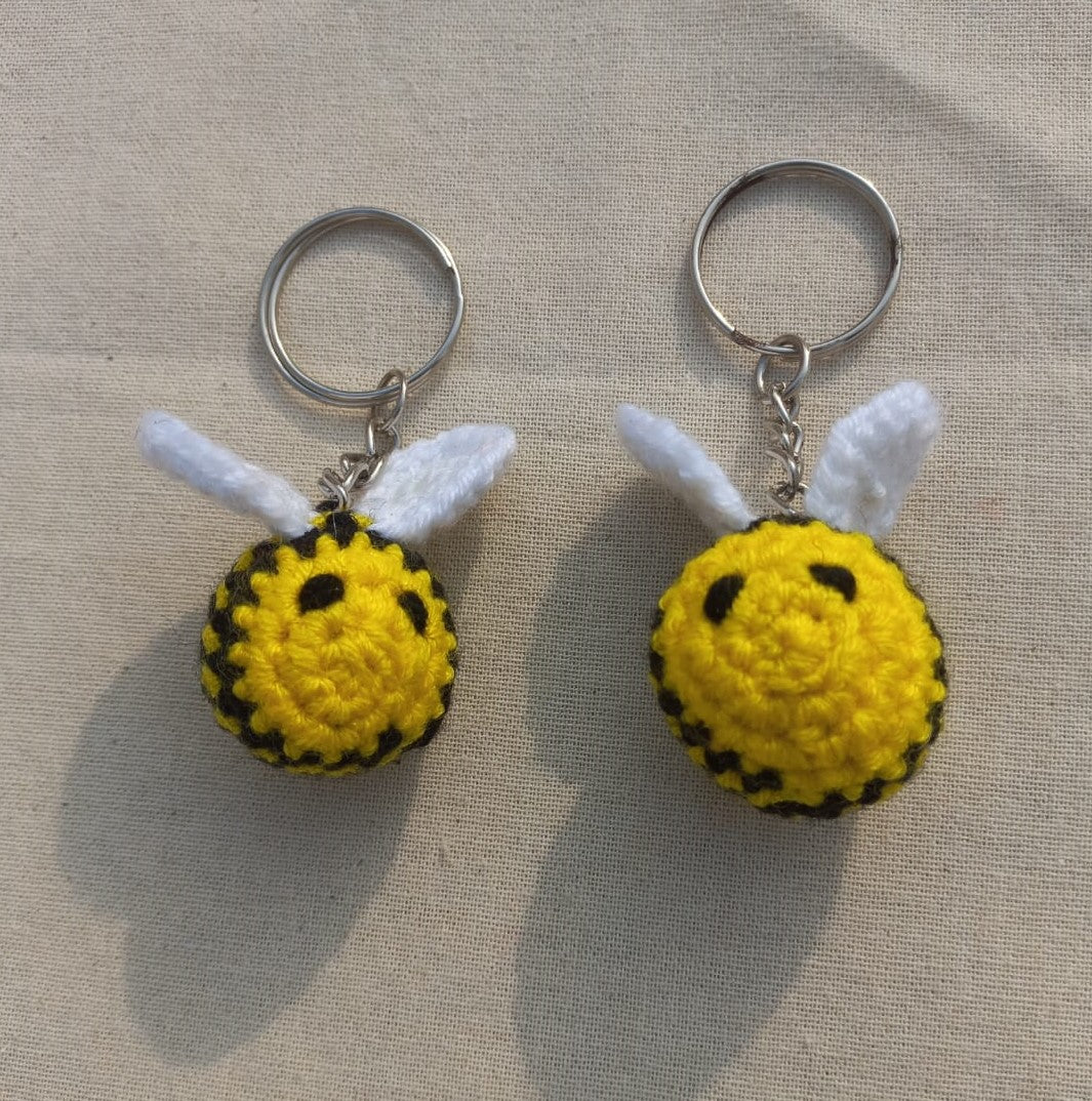 Buzzing Love: Valentine's Day Honey Bee Keyring Pair