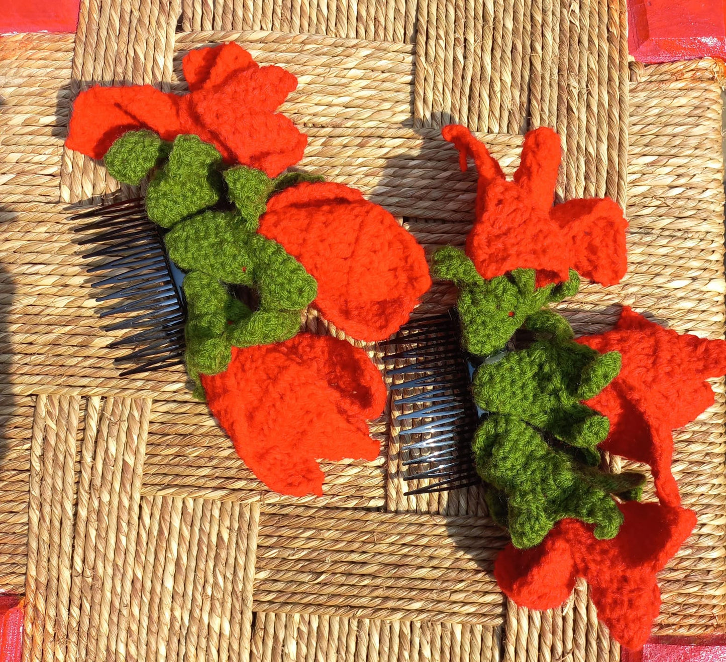 Palash Flower Crochet Hair Clip: Handcrafted Floral Accessory