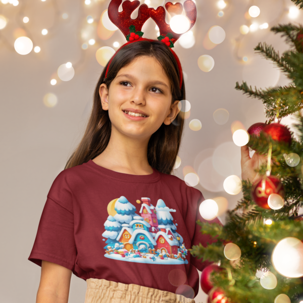 Whimsical Wonder: Kid's Smurf Village T-Shirt