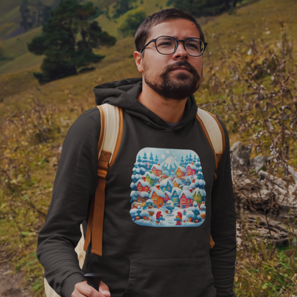 Winter Wonderland Men's Hooded Sweatshirt - Smurf Village Magic
