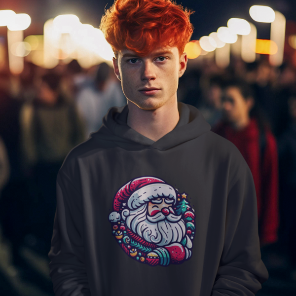 Winter Wonderland Santa Men's Printed Hoodie - Festive Comfort