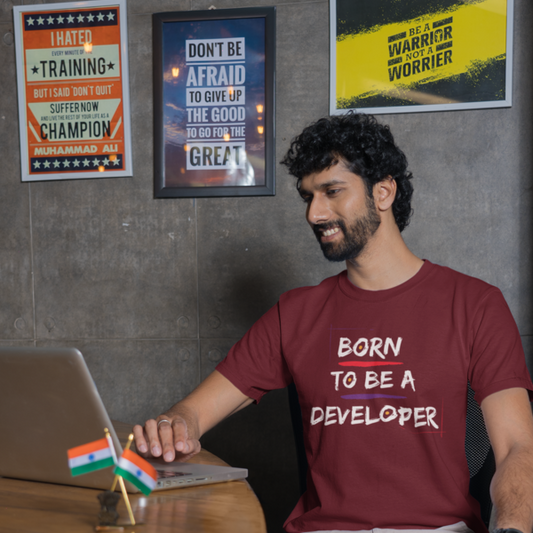 Born to Be Developer Tee: Men's Round Neck T-Shirt - Coding Pride