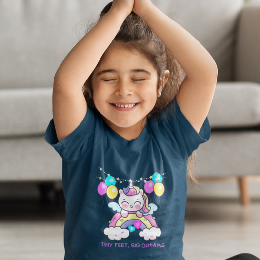 Rainbow Unicorn Toddler T-Shirt: Tiny Feet, Big Dreams